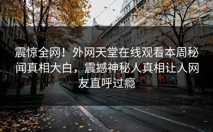 震惊全网！外网天堂在线观看本周秘闻真相大白，震撼神秘人真相让人网友直呼过瘾