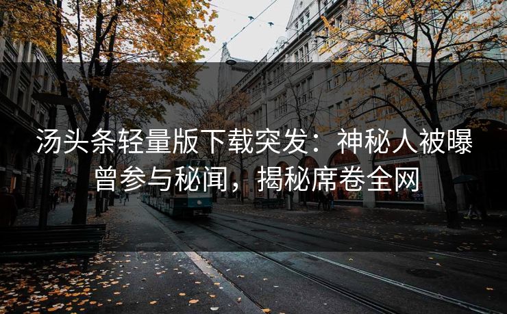 汤头条轻量版下载突发：神秘人被曝曾参与秘闻，揭秘席卷全网