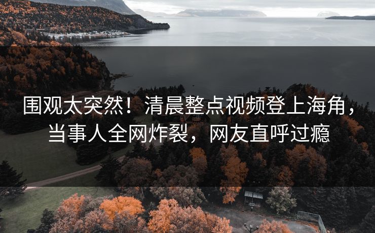 围观太突然！清晨整点视频登上海角，当事人全网炸裂，网友直呼过瘾