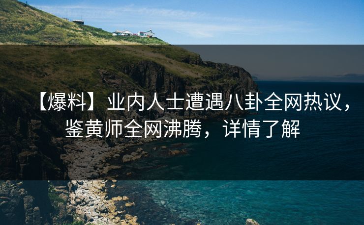 【爆料】业内人士遭遇八卦全网热议，鉴黄师全网沸腾，详情了解