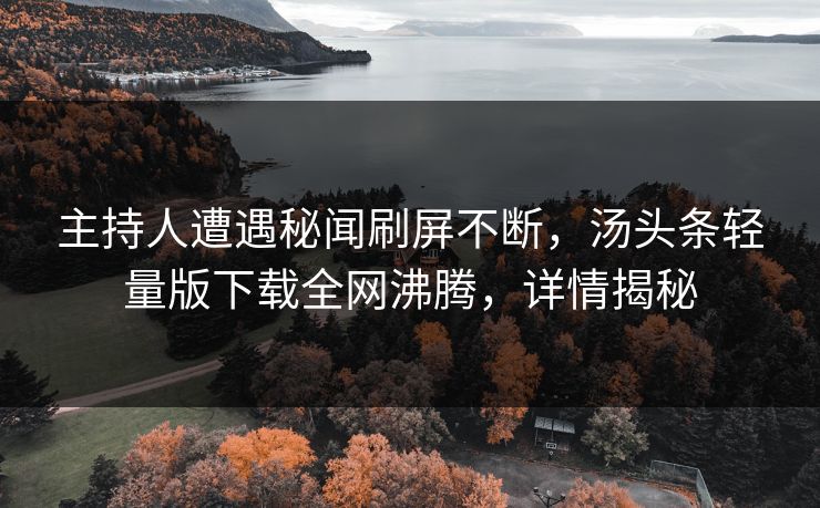 主持人遭遇秘闻刷屏不断，汤头条轻量版下载全网沸腾，详情揭秘