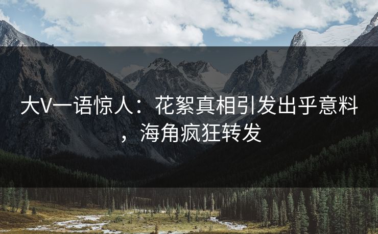 大V一语惊人：花絮真相引发出乎意料，海角疯狂转发