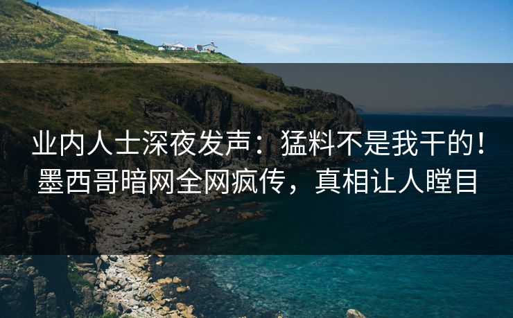 业内人士深夜发声：猛料不是我干的！墨西哥暗网全网疯传，真相让人瞠目