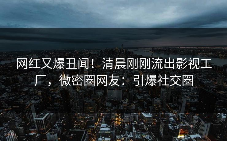 网红又爆丑闻!清晨刚刚流出影视工厂,微密圈网友:引爆社交圈