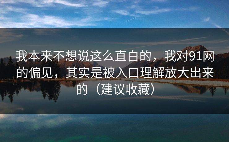 我本来不想说这么直白的，我对91网的偏见，其实是被入口理解放大出来的（建议收藏）